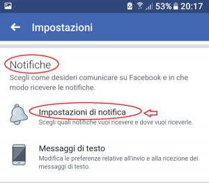 Facebook disattivare notifiche