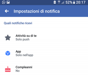 Facebook disattivare notifiche