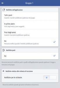 Facebook, notifiche Gruppi