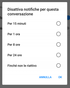 Messenger disattivare notifiche