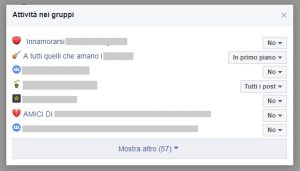 Facebook, notifiche Gruppi
