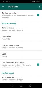 menu di delle notifiche