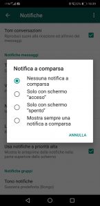 Notifiche a conparsa